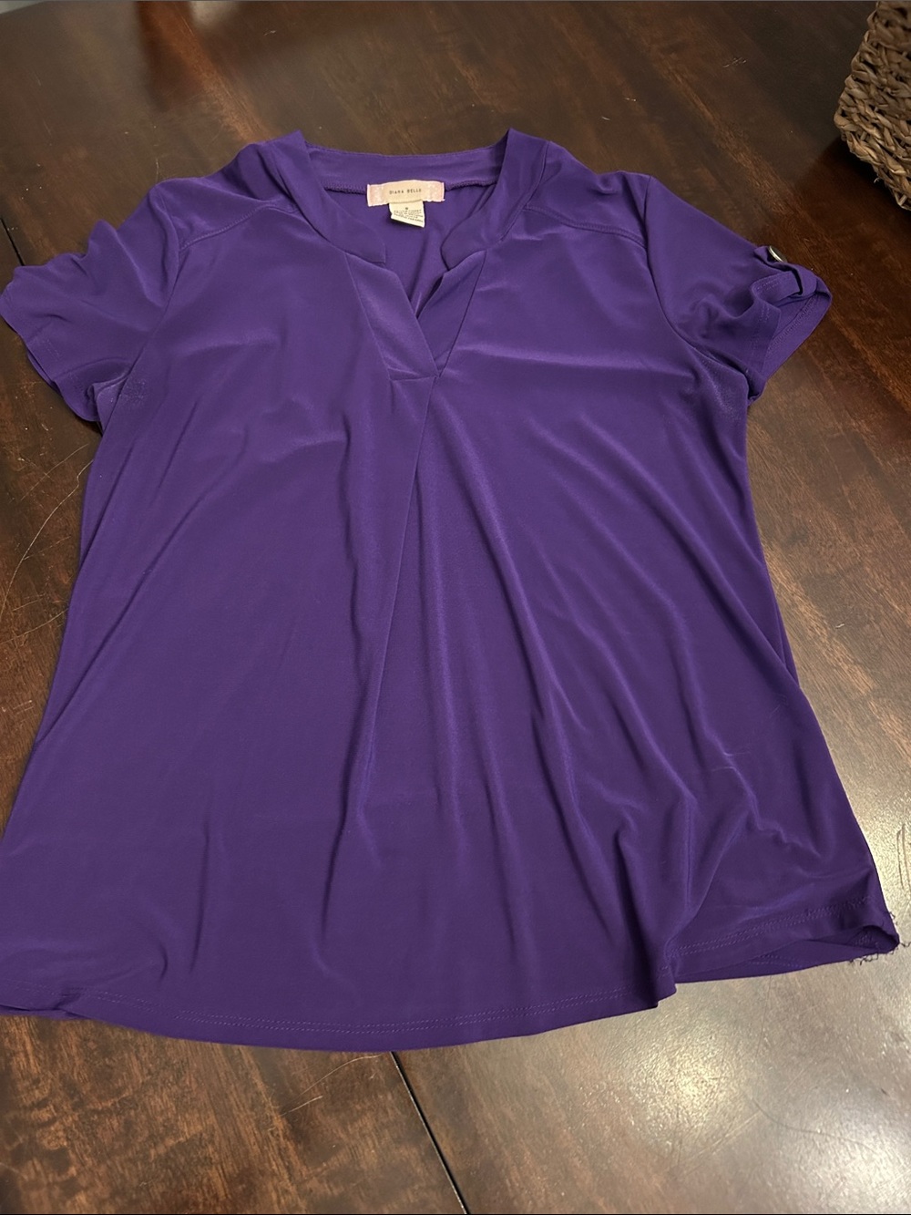 Daniel Rainn V-Neck Short Sleeve Top in Purple